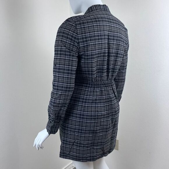 Kenneth Cole Women Size 14 Gray Plaid Cotton Shirt Mini Dress Roll Sleeve Tunic - Picture 6 of 15